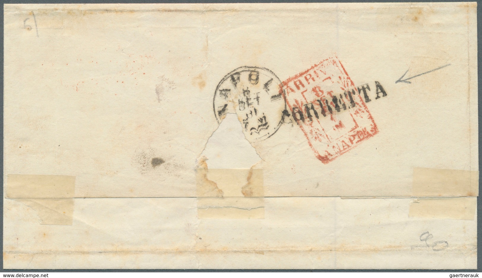 14874 Italien - Stempel: 1861. Cover To Naples With Uncancelled Sardinia 20 C Blue With Red L2 "ARRIVO A N - Poststempel