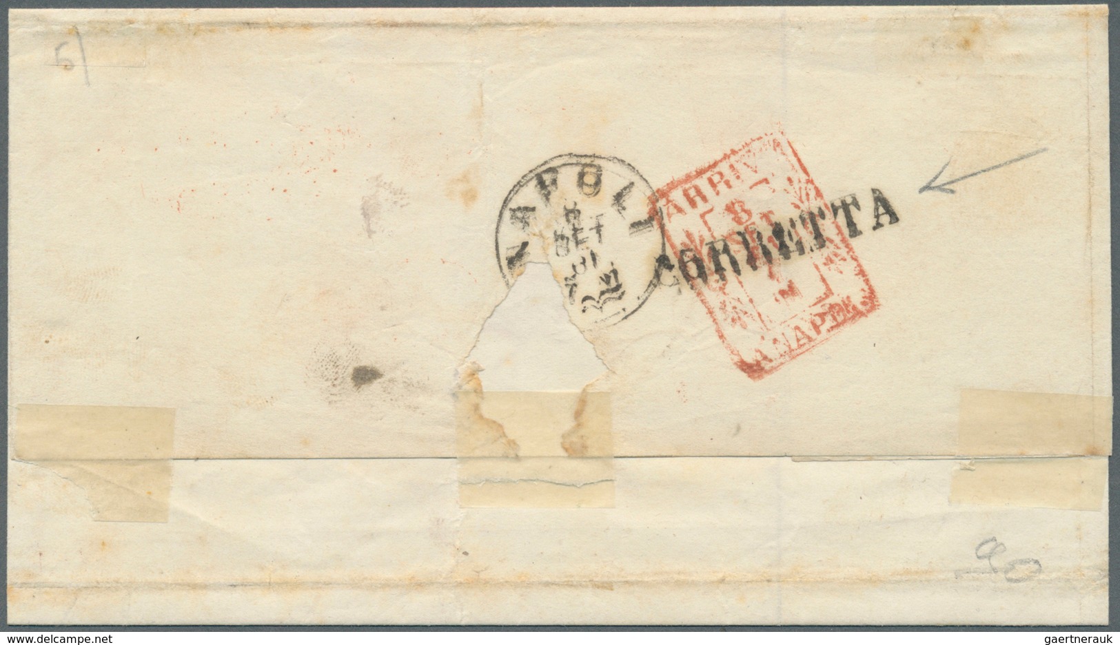 14874 Italien - Stempel: 1861. Cover To Naples With Uncancelled Sardinia 20 C Blue With Red L2 "ARRIVO A N - Marcophilie