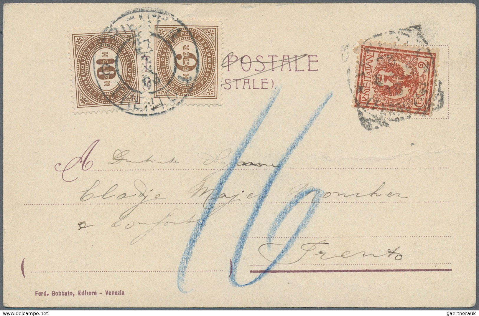 14877 Italien - Besonderheiten: 1902/1903, Insufficient Souvenir Postcard From Innsbruck To Italy, Postage - Non Classés