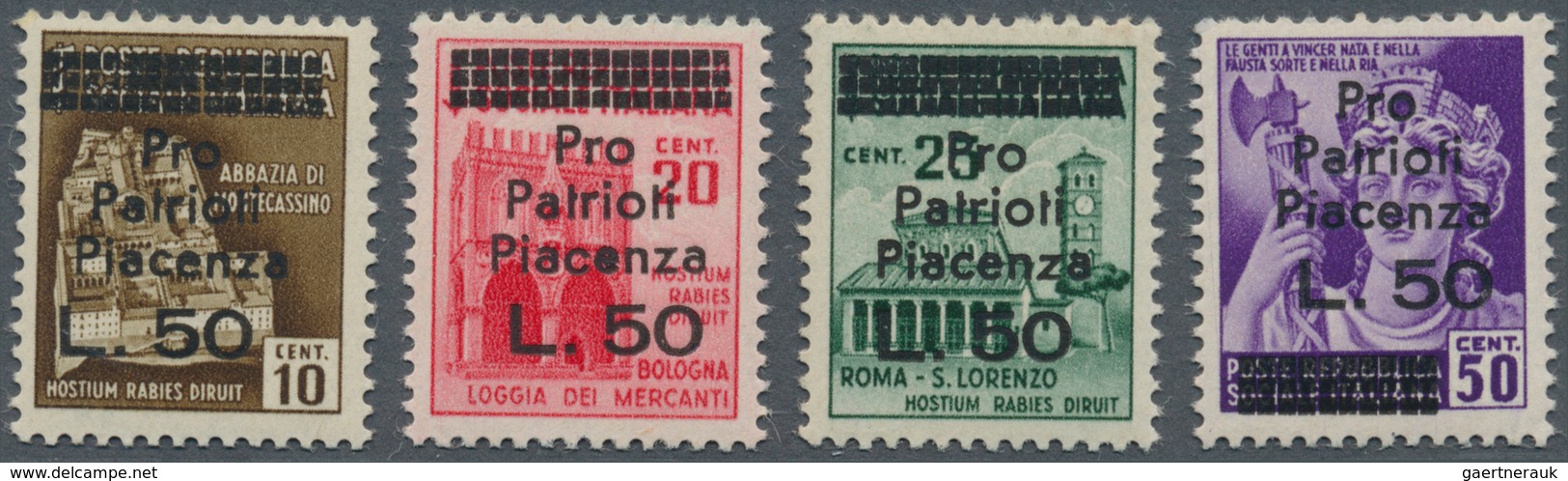 14881 Italien - Besonderheiten: PIANCENZA (Local Post): 1945, 4 Items With Overprint "Pro Patrioti Piacenz - Ohne Zuordnung