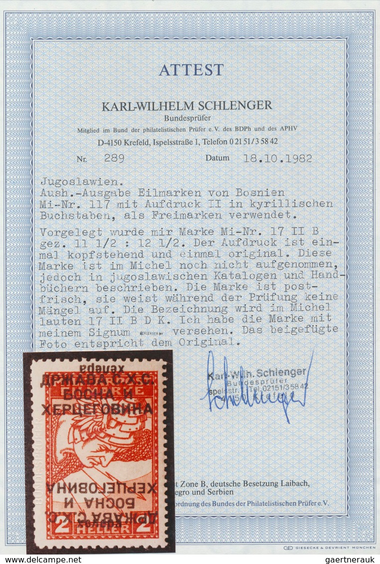 14884 Jugoslawien: 1918, Express Stamp 5 H. Cyrillic Overprint In Red Instead Of Black, Extremely Rare, Si - Lettres & Documents