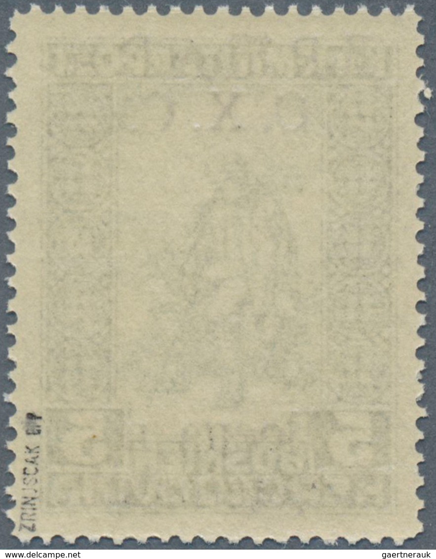 14885 Jugoslawien: 1918, Postal Stamp 5 + 2 (H) With Black Overprint In Cyrillic Writing, Signed Zrinjscak - Lettres & Documents