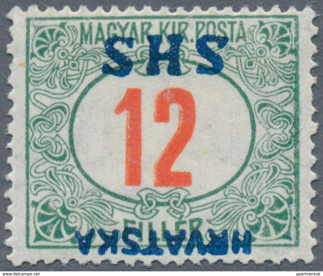 14897 Jugoslawien - Portomarken: 1918, Postage Due Stamp 12 F Of Hungary With INVERTED Overprint "HRVATSKA - Timbres-taxe