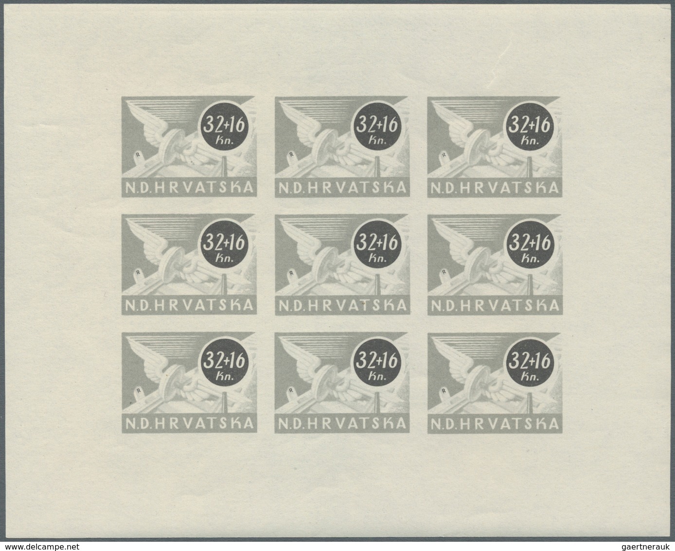 14907 Kroatien: 1944, Officials of the post office and the railway 16 k. - 32 k., each five imperforated s