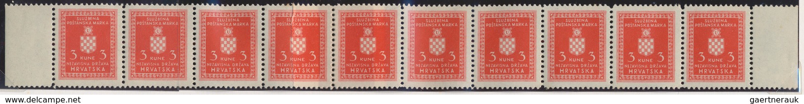 14911 Kroatien - Dienstmarken: 1942, 3 Kuna Gezähnt L11½, Waagerechter 10er-Streifen, Rechts Und Links Mit - Croatie