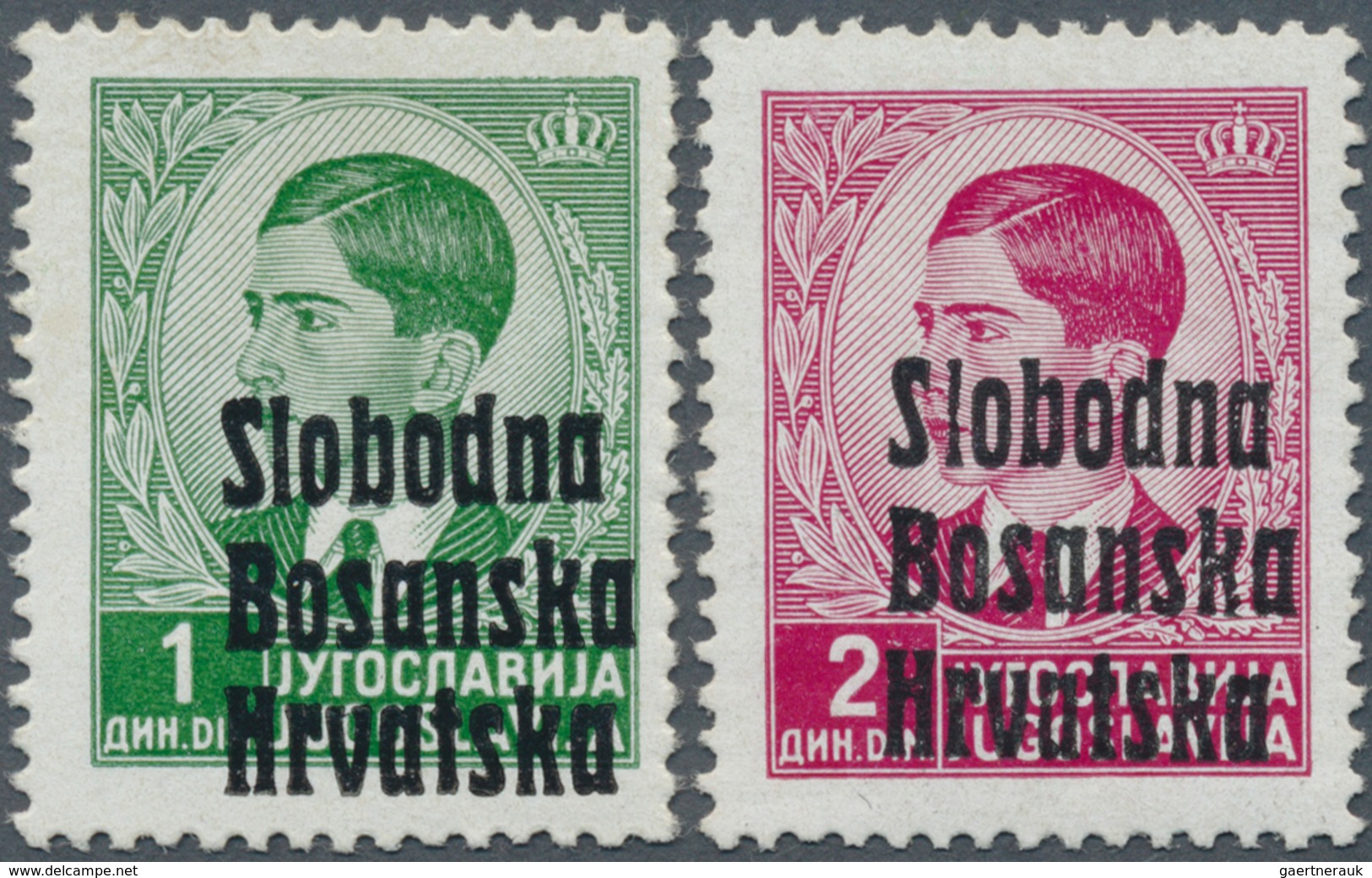 14912 Kroatien - Lokalausgaben: Banja-Luka: 1941, "SLOBODNA BOSANSKA HRVATSKA" Overprint On 1d. Green And - Kroatien