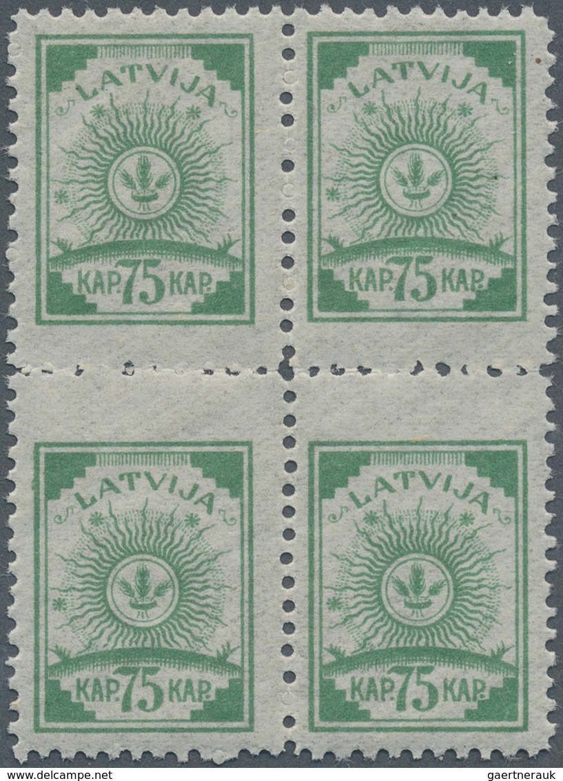 14926 Lettland: 1919, 75 Kap, Zusammenhängender 4-er Block Postfrisch Mit Seltenem Mittlerem Zusammenhang - Lettonie