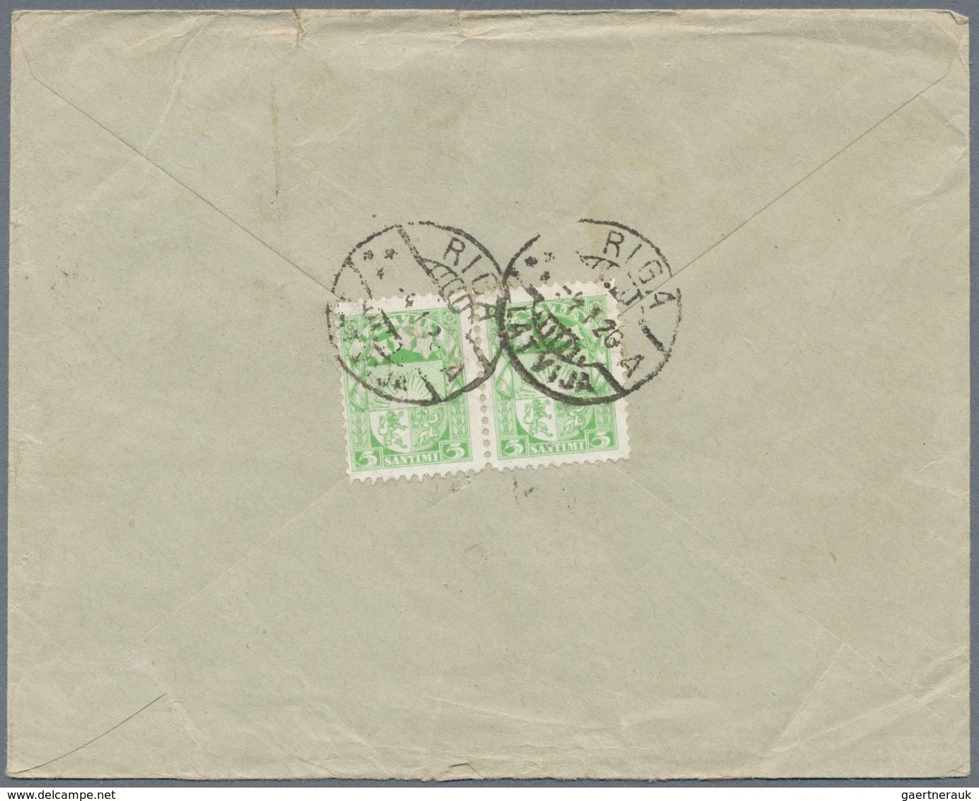 14938 Lettland: 1926, 2 X 5 S Yellow-green And 15 S Red-brown Mixed Franking On Cover From RIGA, 4.1.26, V - Lettonie