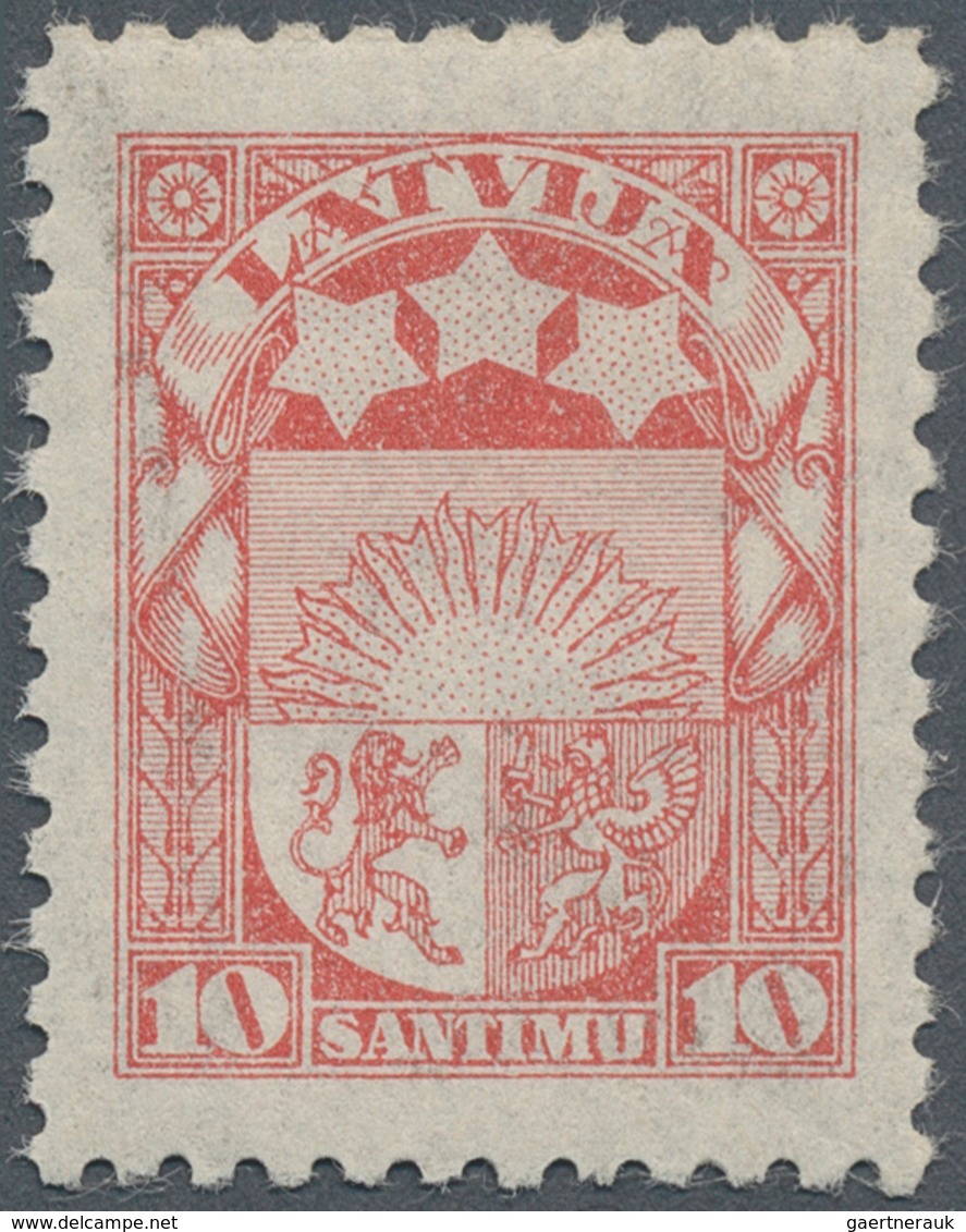 14939 Lettland: 1923, 10 S. Karmin "Staatswappen", Taufrisches Exemplar Postfrisch Mit Seltenem WZ Buchsta - Lettland