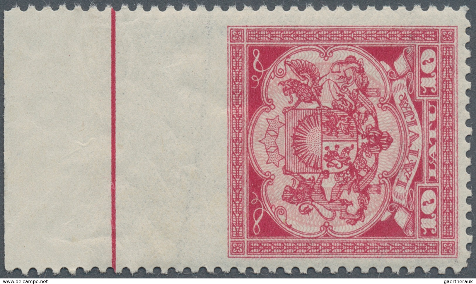 14945 Lettland: 1925, 10 L. Staatswappen, Schneeweißes, Völlig Postfrisches Luxus-Oberrandstück Oben UNGEZ - Lettland