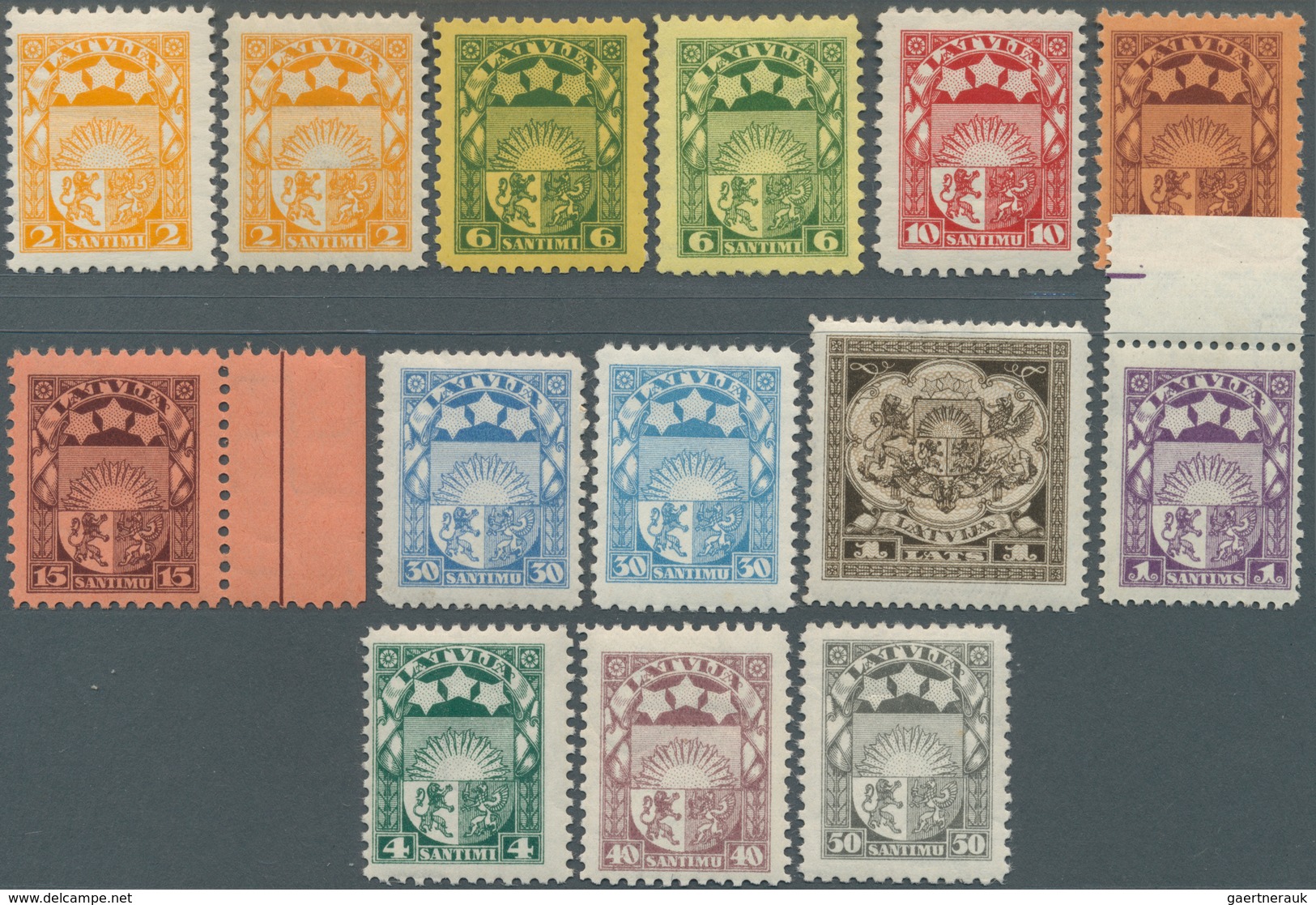 14946 Lettland: 1927/1933, Freimarken Staatswappen Mit Allen Typen, Es Fehlt Nur 121 I/II A/b, Postfrische - Lettland