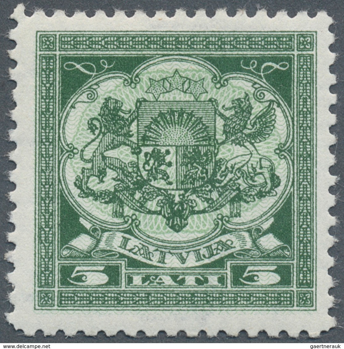 14971 Lettland: 1933, 5 L. "Staatswappen", Perfektes Zentriertes Postfrisches Luxusstück, Selten! - Lettland