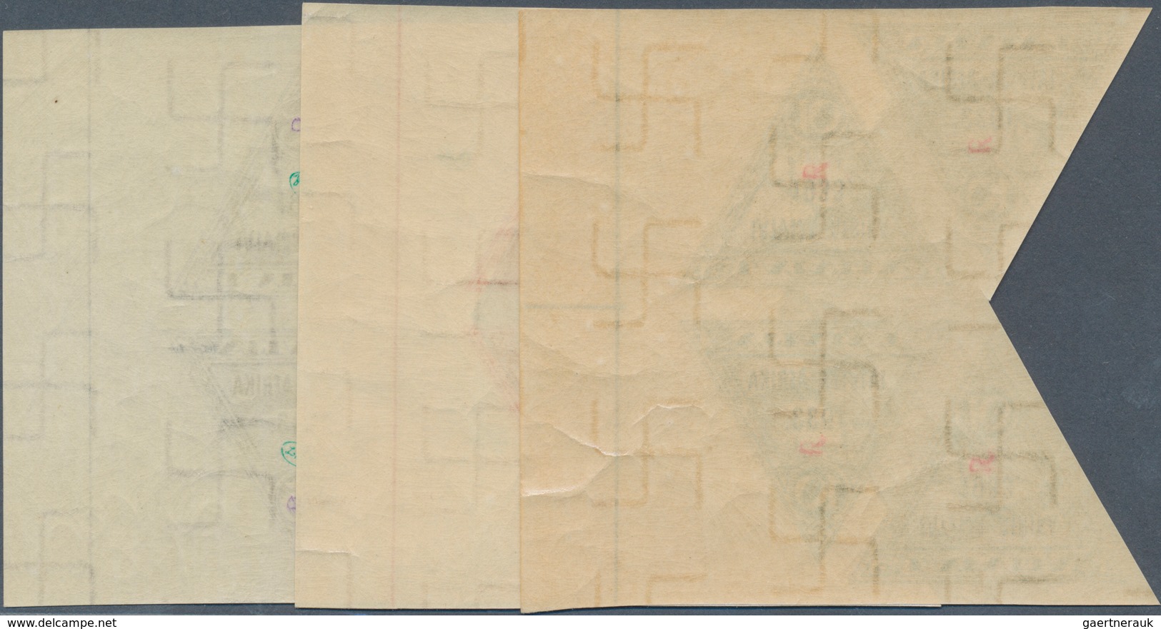 14972 Lettland: 1933, 10 S., 15 S. Und 25 S. "Erstflug Lettland-Gambia", Je Im 4er-Block "tete Beche" Mit - Lettonie