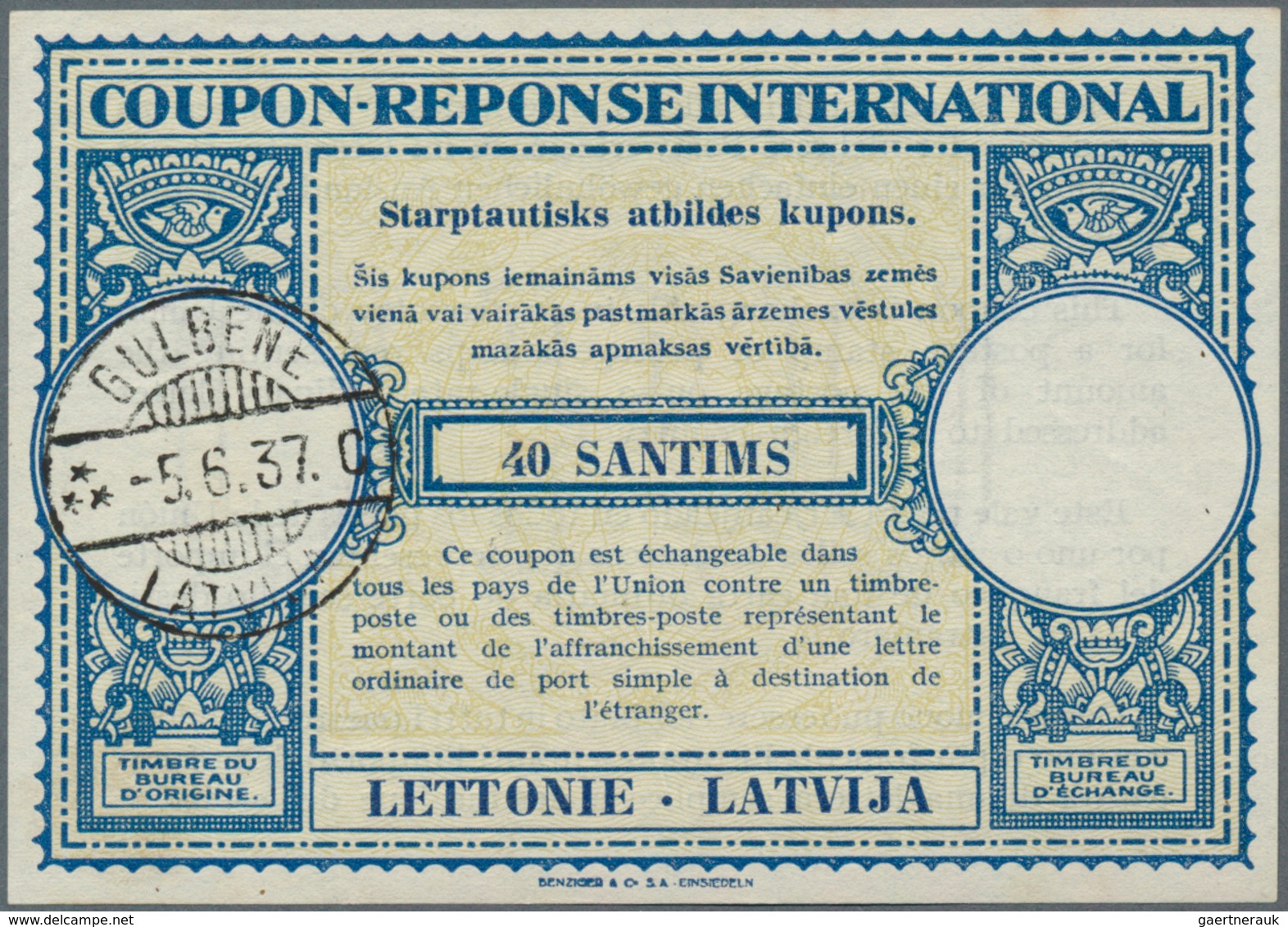 14996 Lettland - Besonderheiten: 1935/1937, International Reply Coupons In 2 Different Designs 1935 With J - Lettland