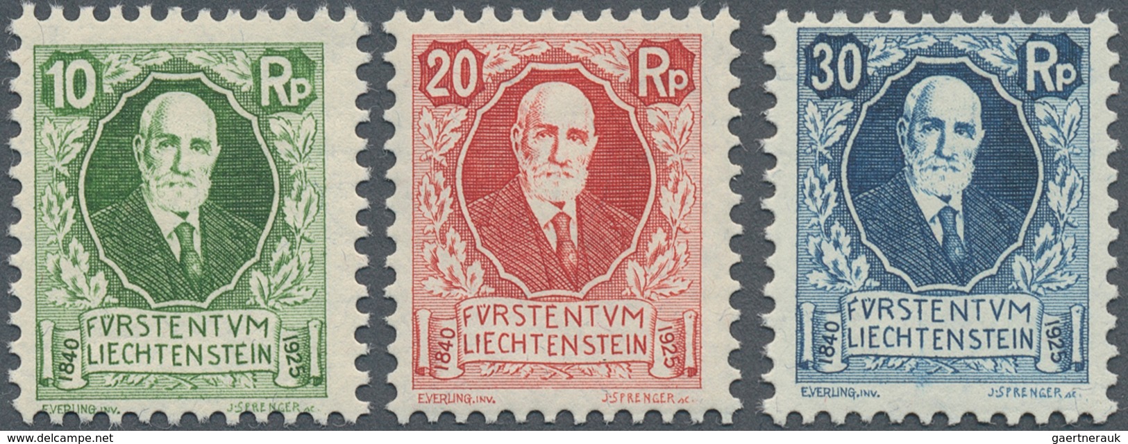 15016 Liechtenstein: 1925, So.-Ausgabe Z. 85. Geburtstag Des Fürsten, Kompletter Postfrischer Luxussatz /( - Storia Postale