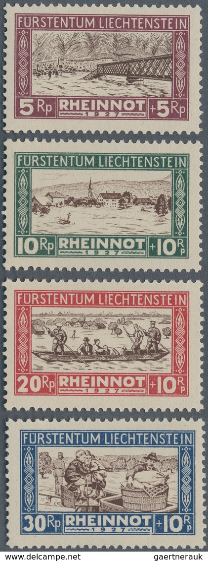 15018 Liechtenstein: 1928, Hochwassergeschädigte 5 Rp. - 30 Rp., Kompletter Postfrischer Satz In Einwandfr - Lettres & Documents
