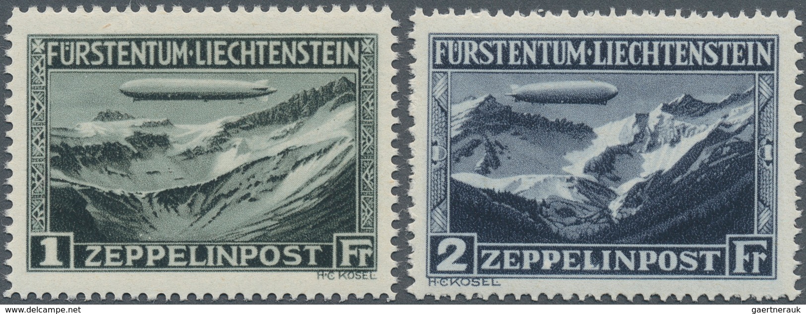 15030 Liechtenstein: 1931, 1 Fr.-2 Fr., Zeppeline, Postfr. Perfekt Zentrierter Luxussatz. (Mi. 700,-?) - Lettres & Documents