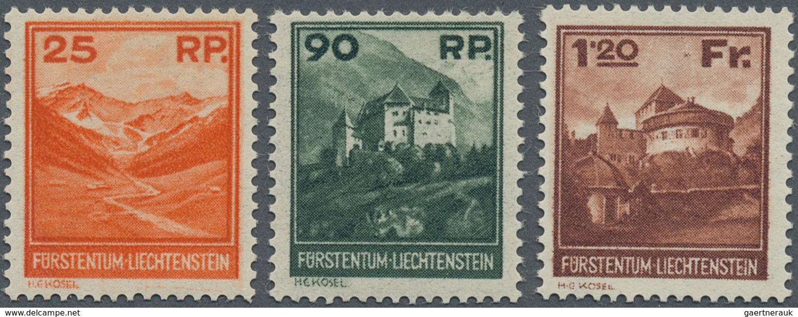 15033 Liechtenstein: 1933, 25 Rp.-1.20 Fr., Landschaften Und Gebäude, Postfr. Luxussatz. (SBK 1.200,-) - Lettres & Documents