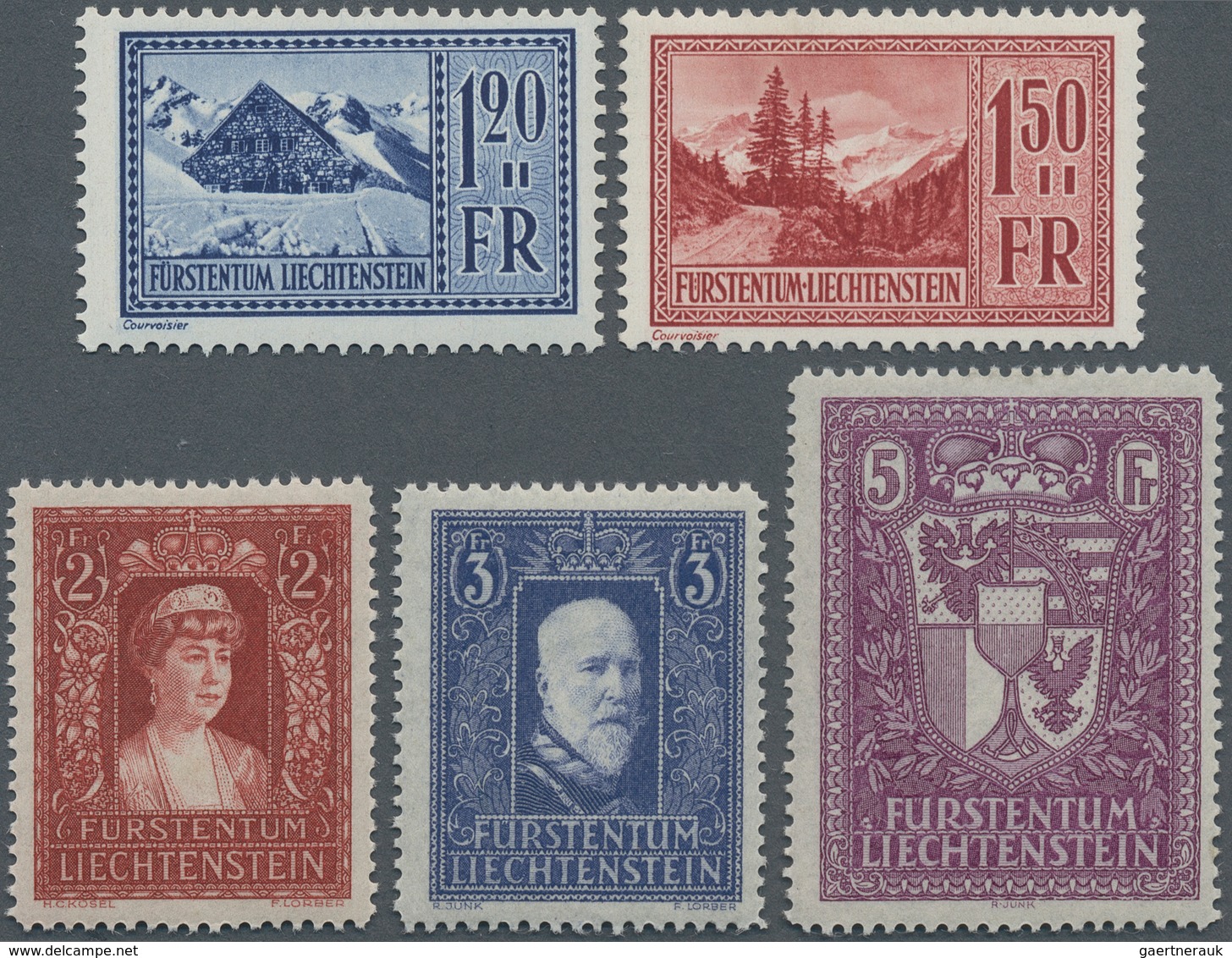 15037 Liechtenstein: 1934/1935, 3 Rp.-5 Fr., Freimarken, Postfrisch, Mit Mi.Nr. 127-28 Je X+y. (Mi. über 1 - Lettres & Documents