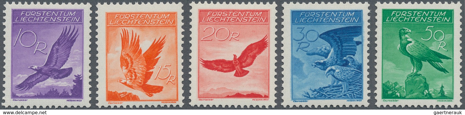 15044 Liechtenstein: 1934, 10 Rp.- 50 Rp., Freimarken Adler, Postfr. Luxussatz. (SBK 340,-) - Briefe U. Dokumente