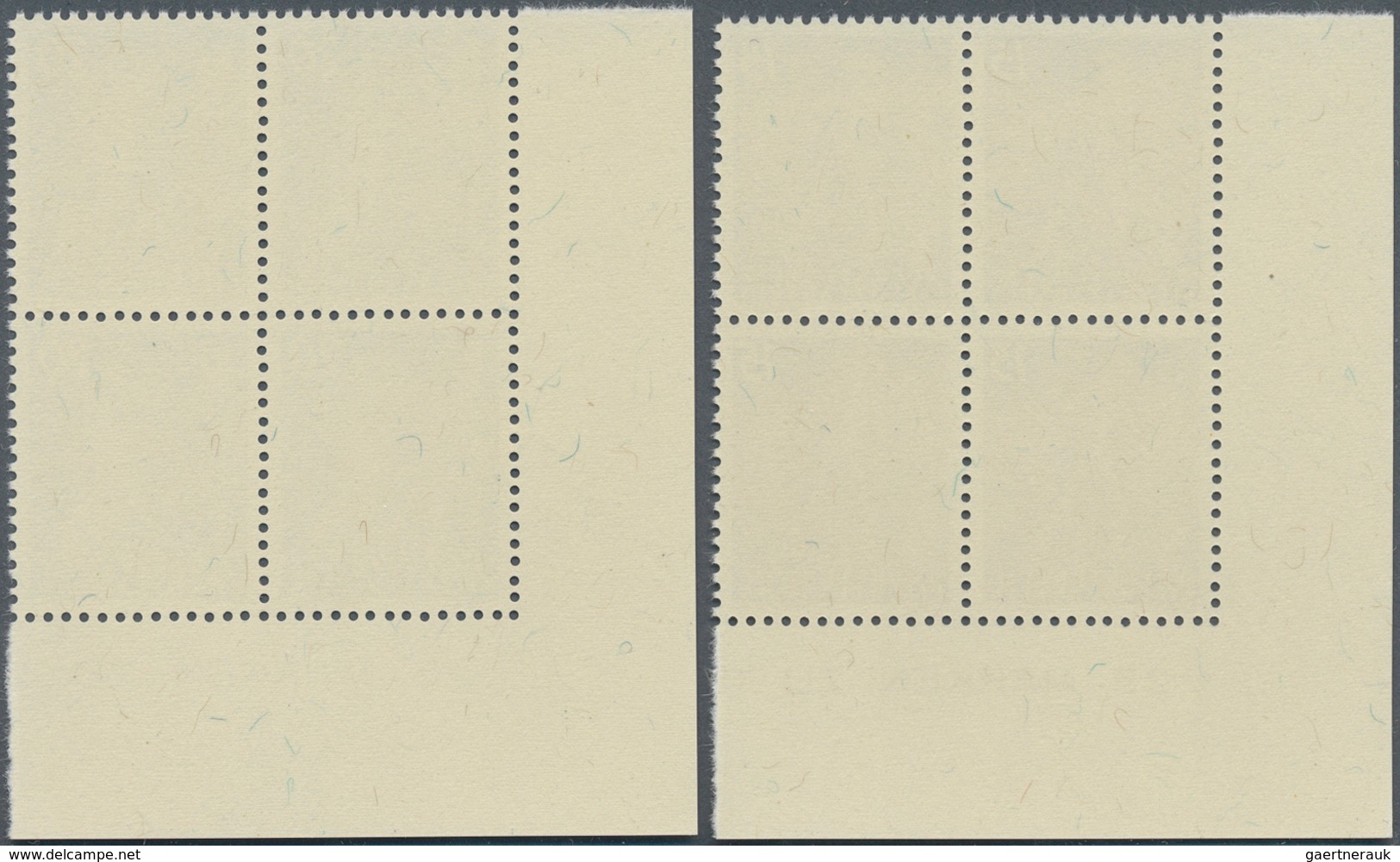 15052 Liechtenstein: 1951, 5 Rp.- 1 Fr., Freimarken Landarbeit, kpl. Satz im Luxuseckrand-Viererblock, mit