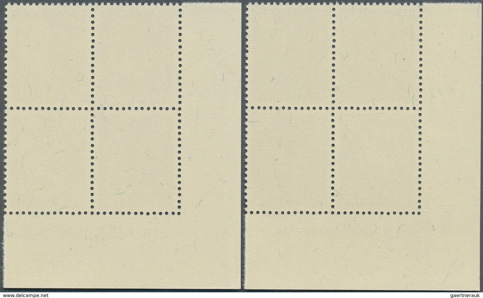 15052 Liechtenstein: 1951, 5 Rp.- 1 Fr., Freimarken Landarbeit, kpl. Satz im Luxuseckrand-Viererblock, mit