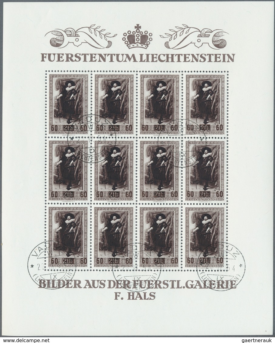 15062 Liechtenstein: 1954, 35 Rp.- 65 Rp., Gemälde, Gest. Luxuskleinbogenserie Mit Abart 328 I, Mit Erstta - Lettres & Documents