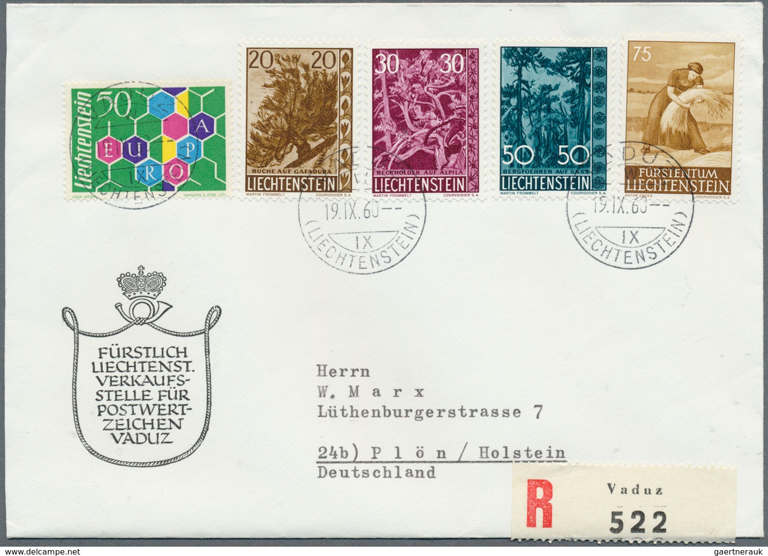 15065 Liechtenstein: 1960, Luxus R-Brief Mischfrankatur Mit Europamarke Mi.Nr. 398 FDC. (Mi. 302,-?). - Lettres & Documents