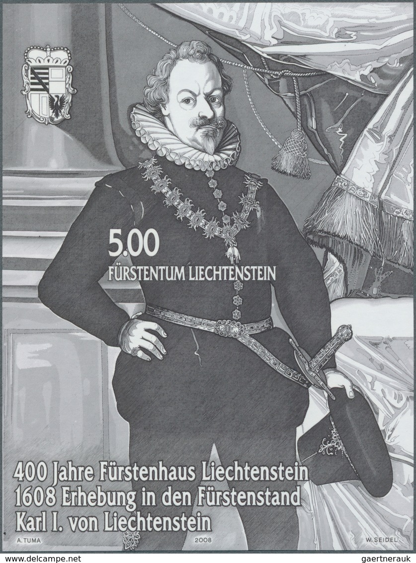 15067 Liechtenstein: 2008, 400 Jahre Fürstenhaus, Alle Zehn Verschiedenen Ungezähnten Phasendrucke - Lettres & Documents