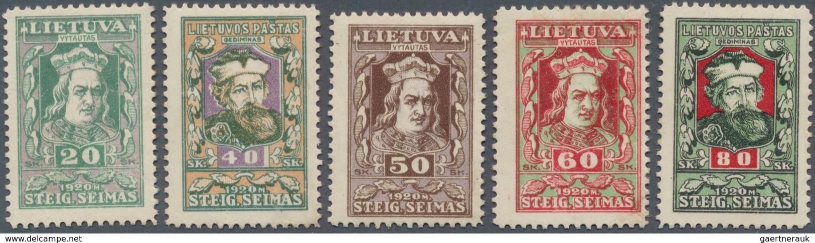 15081 Litauen: 1920, National Assembly, 5 Values As Special Edition In Different Colors Mint. Scarce Issue - Litauen