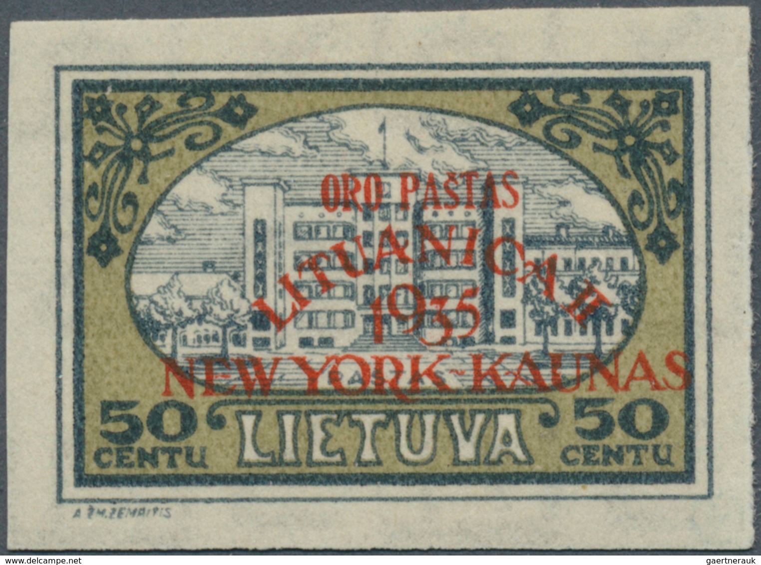 15084 Litauen: 1935, 50 C., "Oro Pastas Lithuanica II 1935 New York-Kaunas", Tadellos Postfr. Exemplar, Si - Litauen