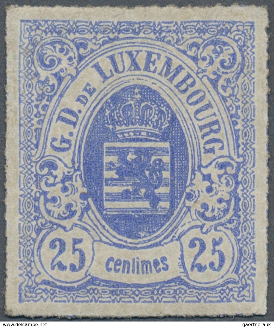 15092 Luxemburg: 1865, 25 C. Blue, Perfectly Rouletted Unused Stamp With Original Gum, Sign. Mi 1.400, - ? - Sonstige & Ohne Zuordnung