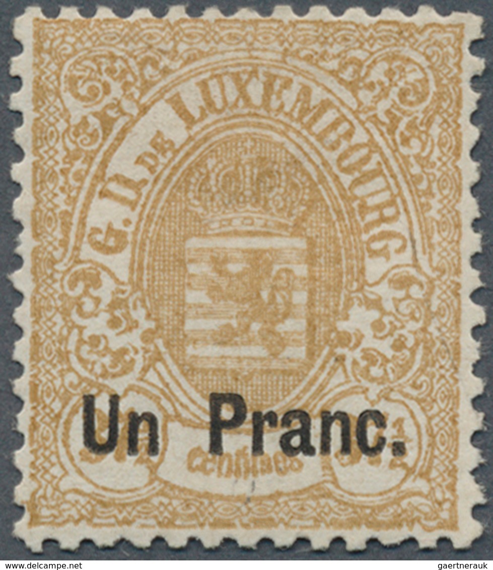 15095B Luxemburg: 1875, "Un Pranc" Auf 37 1/2 Cent. Gelbbraun In Ungebrauchter Erhaltung Mit Vollem Origina - Sonstige & Ohne Zuordnung