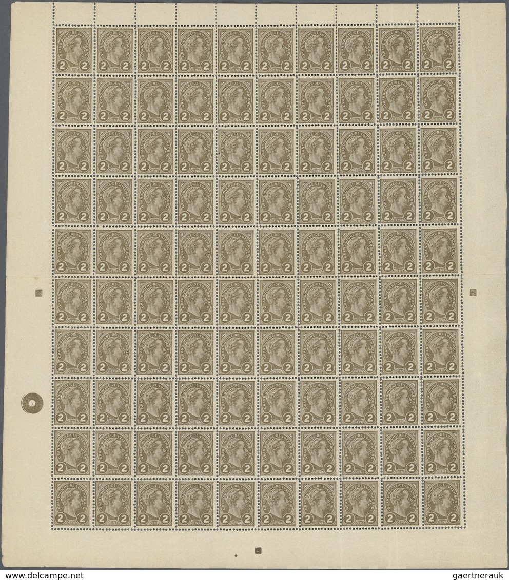 15097 Luxemburg: 1895, 2 Und 10 C. Großherzog Adolf Im Kompletten Postfrischen Bogen. Lt. Angabe Des Einli - Sonstige & Ohne Zuordnung