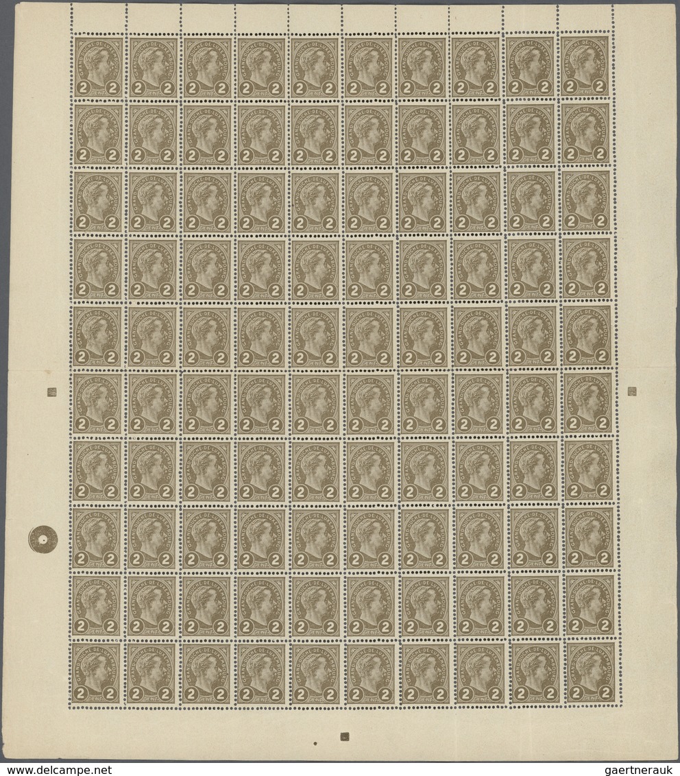15097 Luxemburg: 1895, 2 Und 10 C. Großherzog Adolf Im Kompletten Postfrischen Bogen. Lt. Angabe Des Einli - Autres & Non Classés