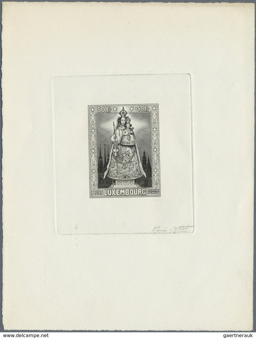 15115 Luxemburg: 1945. Epreuve D'artiste Signée In Black For 50f+50f Value For The Souvenir Sheet's Stamp - Autres & Non Classés