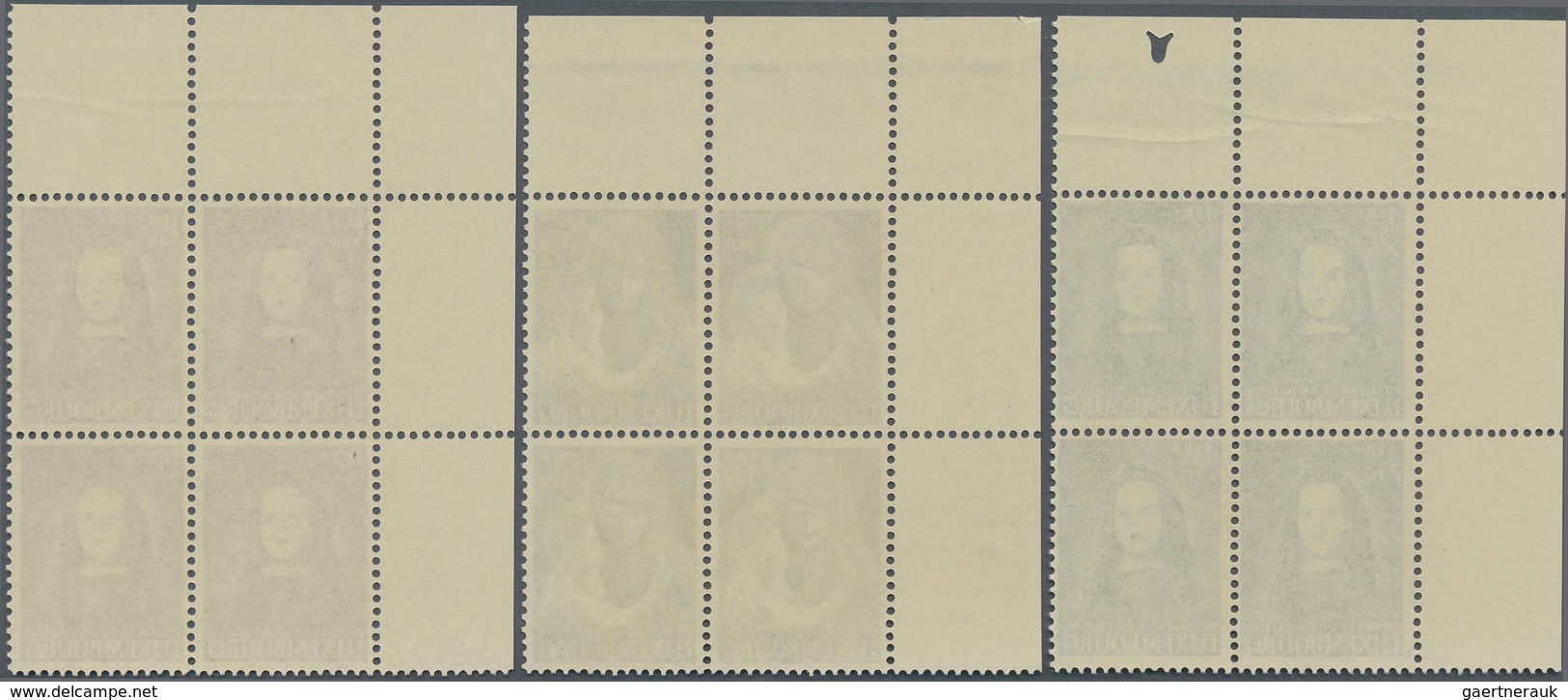 15118 Luxemburg: 1950, 60C.+15C. - 10Fr.+5Fr., Kriegswaisen, Postfr. Ungefaltete Eckrand-Viererblock Serie - Sonstige & Ohne Zuordnung