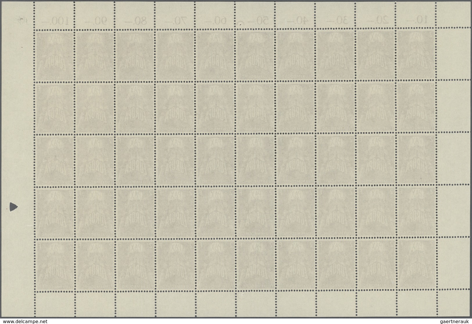 15125 Luxemburg: 1957, Europa, 2 - 4 Fr. Je Im Kompletten Bogen Zu 50 Werten, Einmal Mittig Gefaltet, Tade - Autres & Non Classés