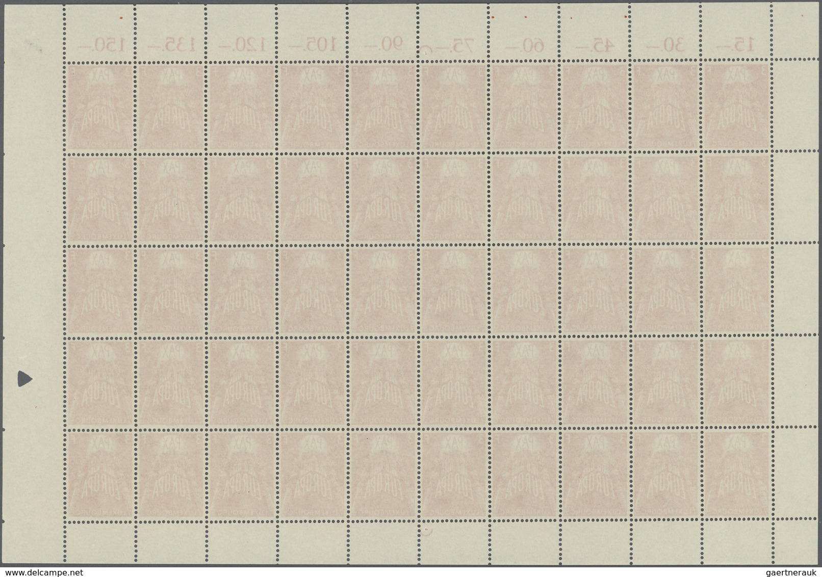 15125 Luxemburg: 1957, Europa, 2 - 4 Fr. Je Im Kompletten Bogen Zu 50 Werten, Einmal Mittig Gefaltet, Tade - Autres & Non Classés
