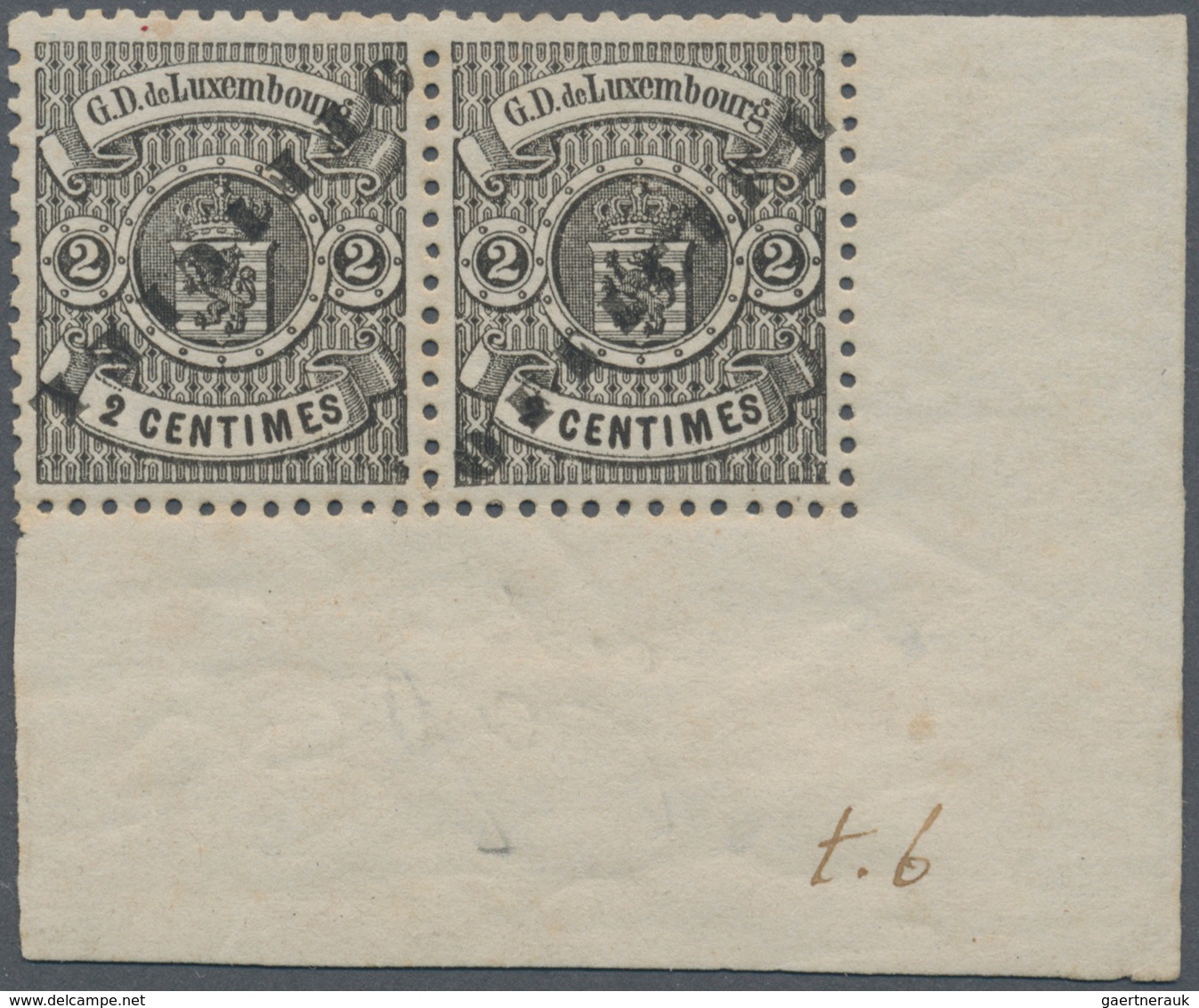 15141 Luxemburg - Dienstmarken: 1875, 2 C. Schwarz Als Waagerechtes Aufdrucktypenpaar Mit Einmal Kopfstehe - Service