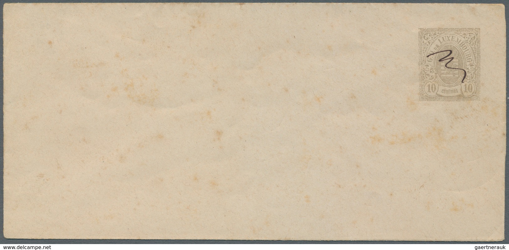 15148 Luxemburg - Ganzsachen: 1877, 10 C. Grey Envelope Proof, Unused With Manuscripted Cancellation, Spot - Ganzsachen