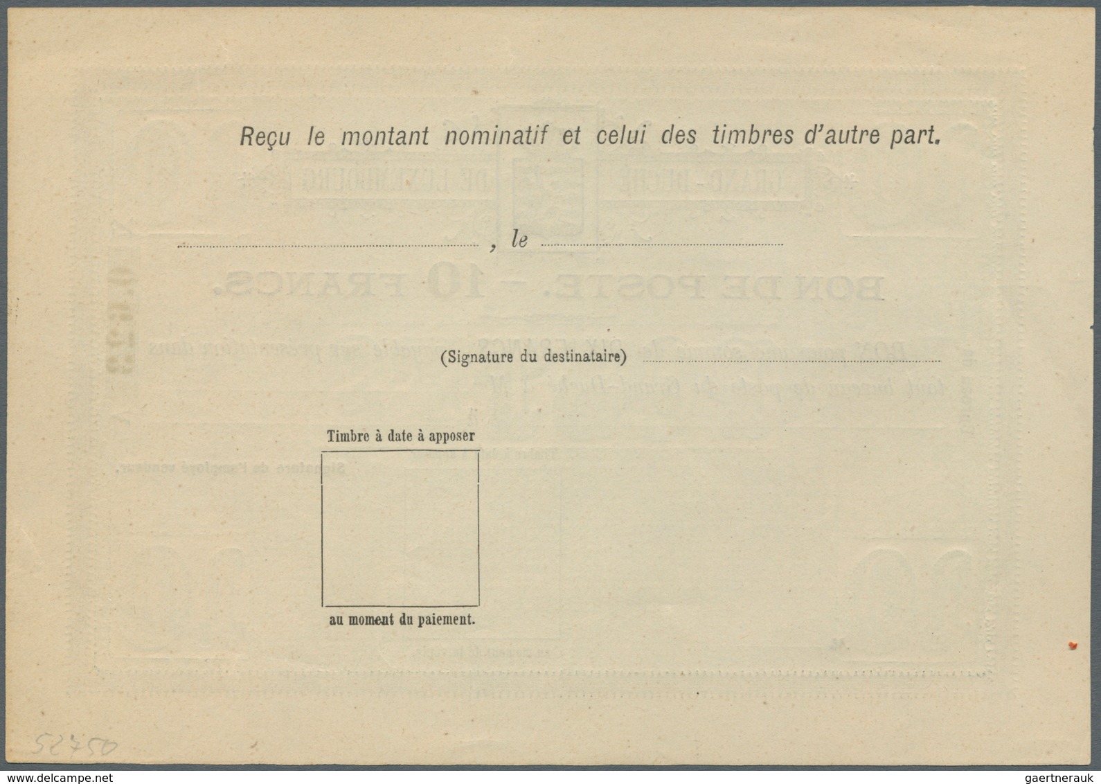 15151 Luxemburg - Ganzsachen: 1884, 1 Fr. - 10 Fr. Bon De Poste, Complete Set With Ten Pieces, Unused, Mos - Ganzsachen