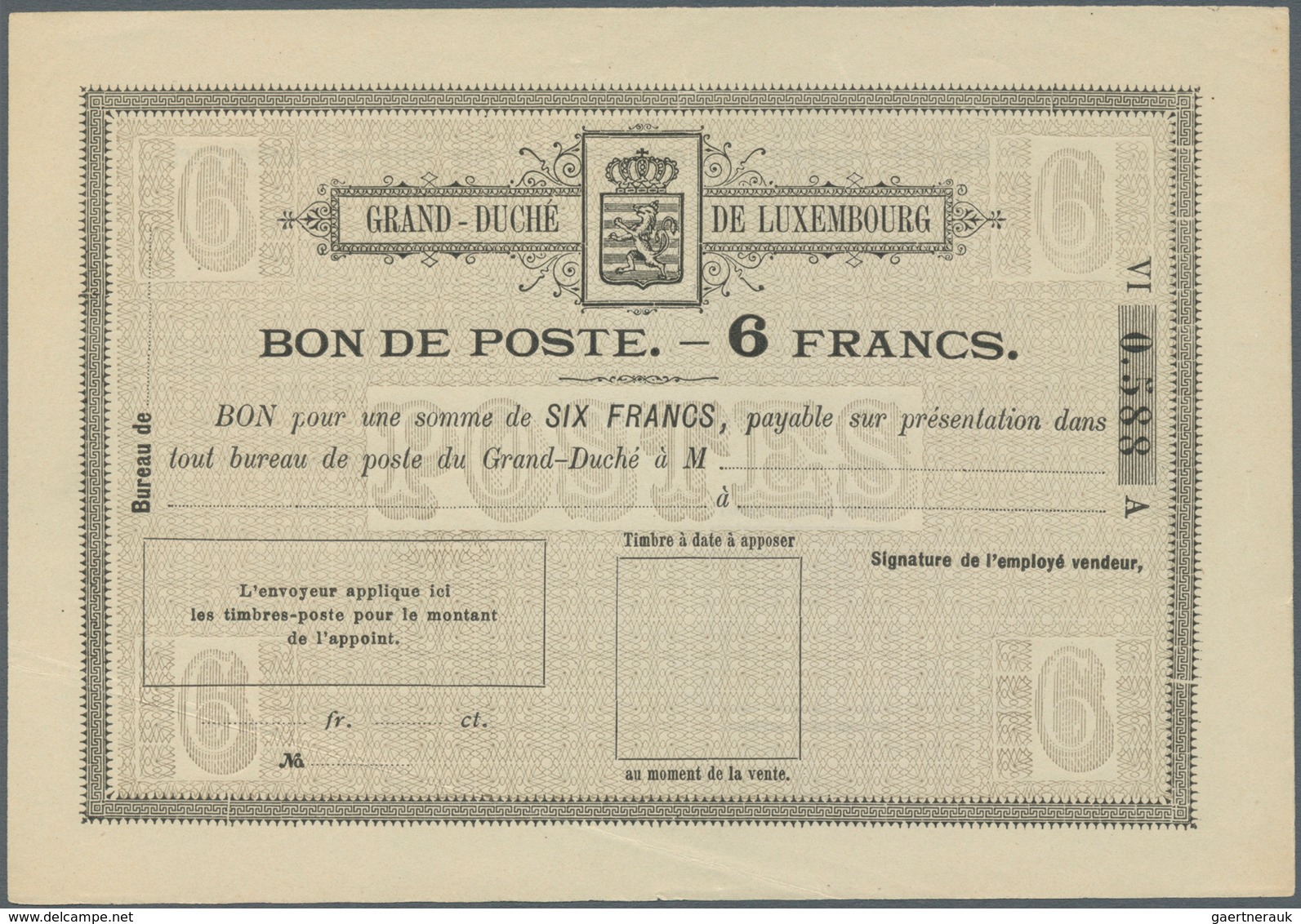 15151 Luxemburg - Ganzsachen: 1884, 1 Fr. - 10 Fr. Bon De Poste, Complete Set With Ten Pieces, Unused, Mos - Ganzsachen