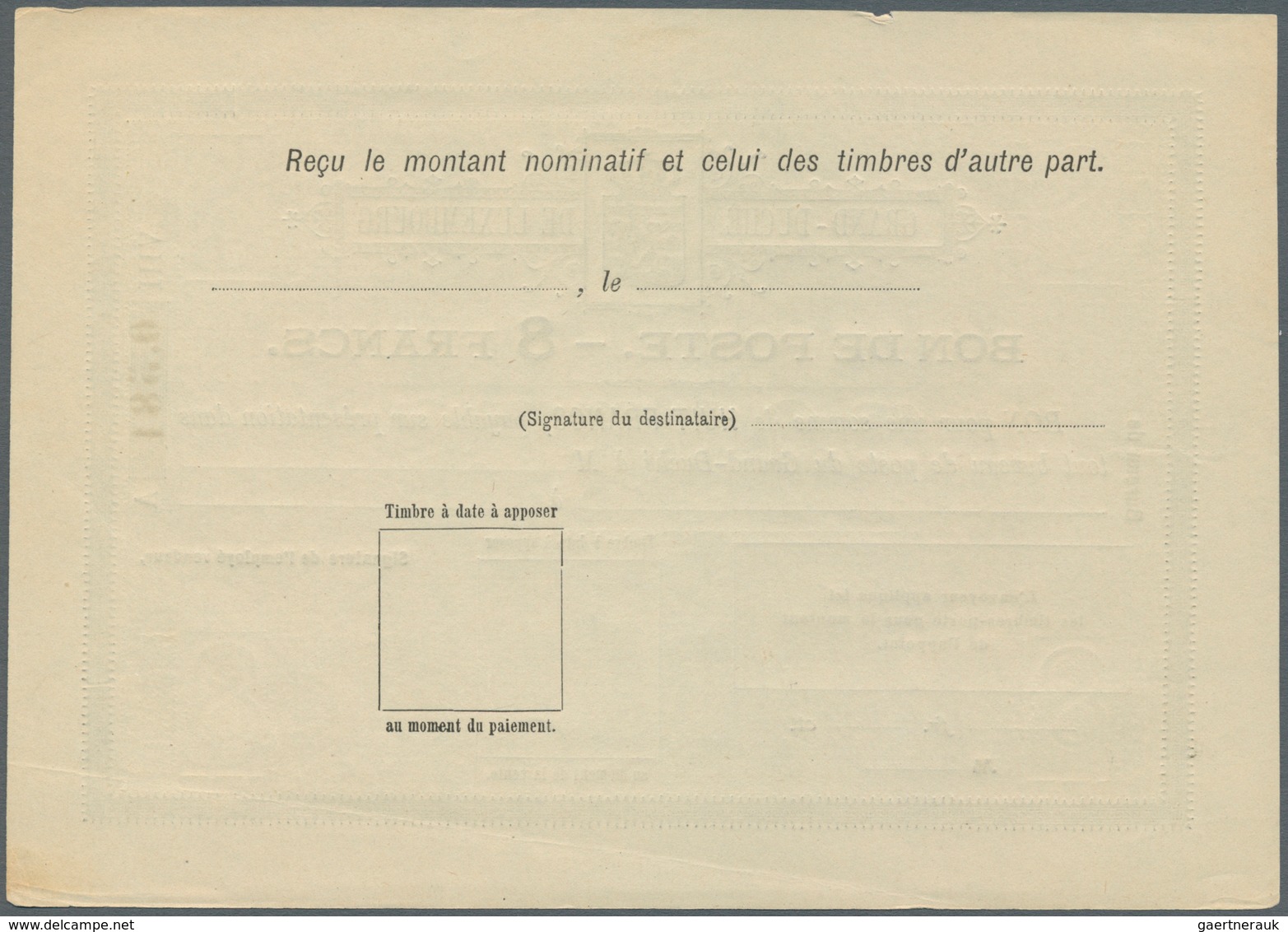 15151 Luxemburg - Ganzsachen: 1884, 1 fr. - 10 fr. Bon de Poste, complete set with ten pieces, unused, mos