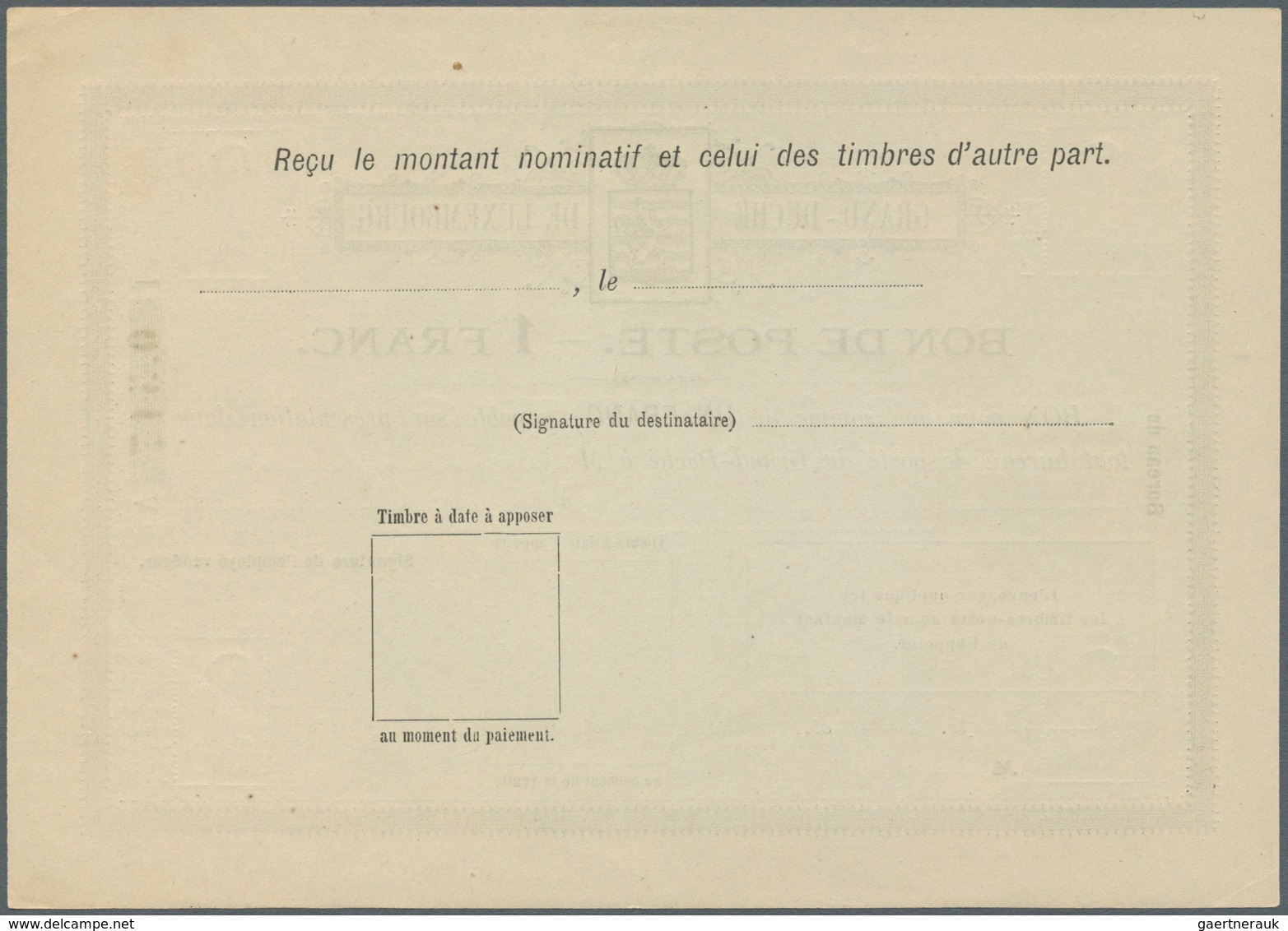 15151 Luxemburg - Ganzsachen: 1884, 1 fr. - 10 fr. Bon de Poste, complete set with ten pieces, unused, mos