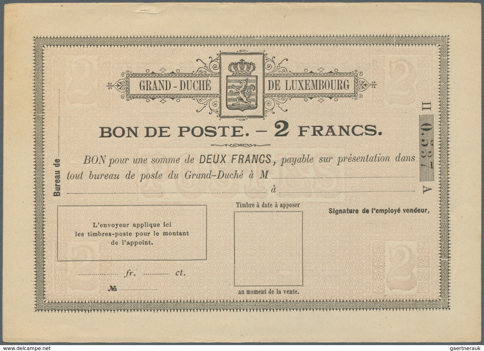 15151 Luxemburg - Ganzsachen: 1884, 1 fr. - 10 fr. Bon de Poste, complete set with ten pieces, unused, mos