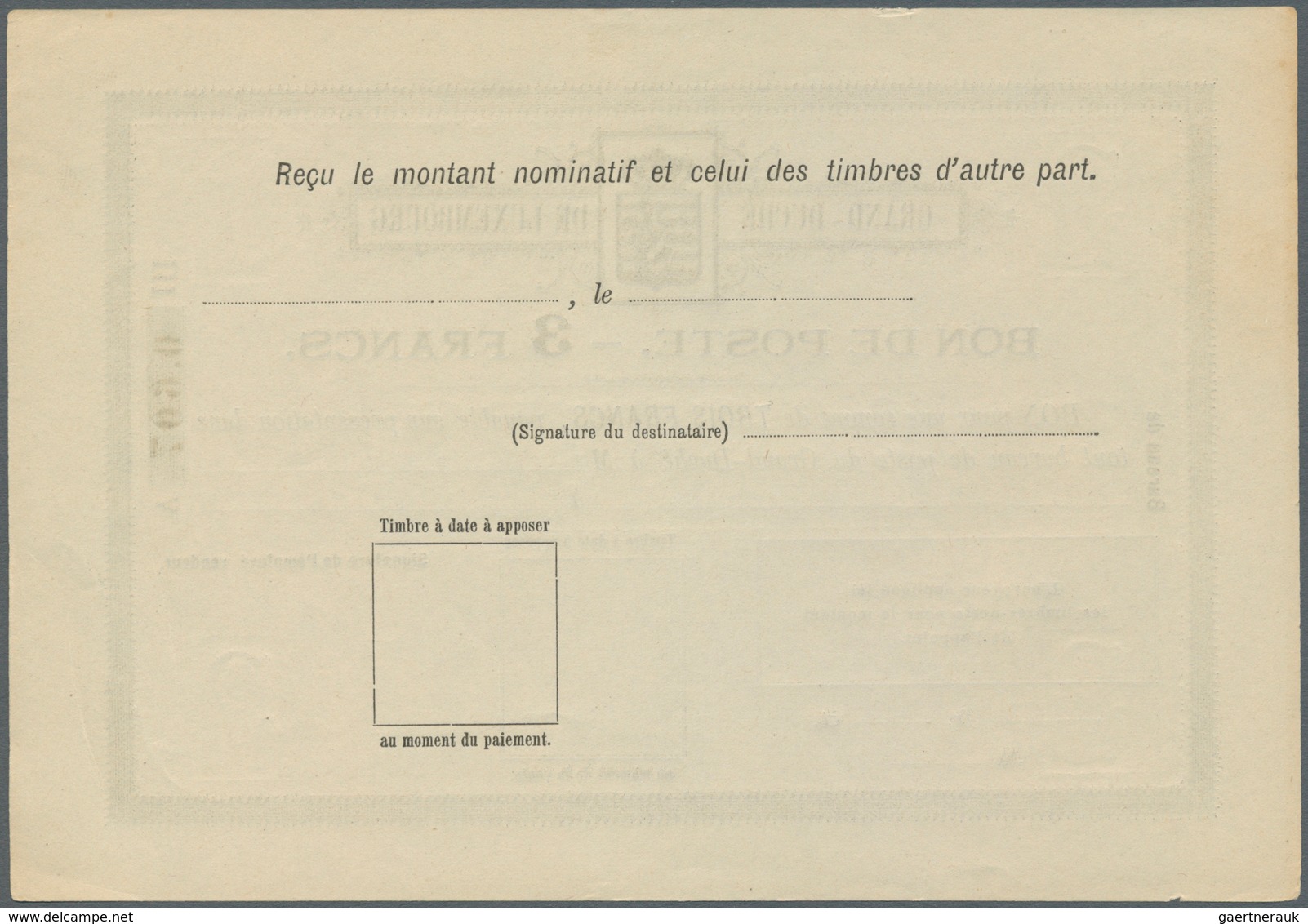 15151 Luxemburg - Ganzsachen: 1884, 1 fr. - 10 fr. Bon de Poste, complete set with ten pieces, unused, mos