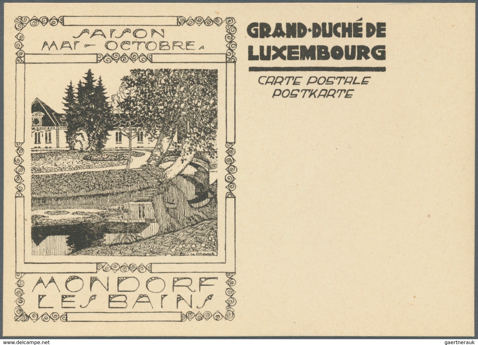 15153 Luxemburg - Ganzsachen: 1927, Essay picture card without value stamp, complete set with nine picture