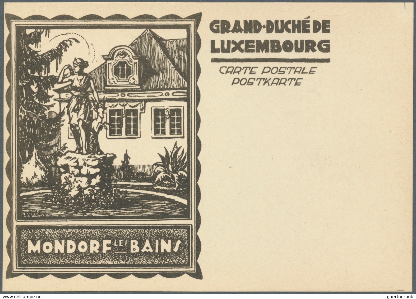 15153 Luxemburg - Ganzsachen: 1927, Essay picture card without value stamp, complete set with nine picture