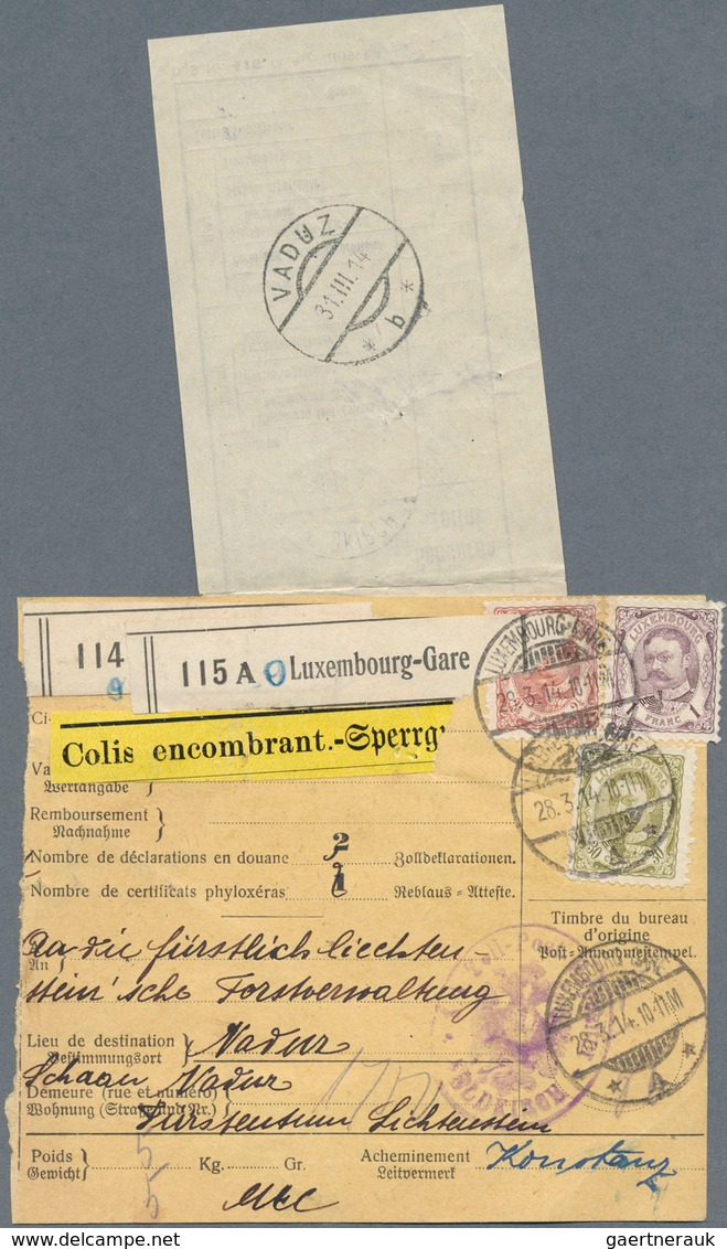 15157 Luxemburg - Besonderheiten: 1914, Postbegleitadresse Für 2 Pakete Nach LIECHTENSTEIN, In Vaduz Wurde - Sonstige & Ohne Zuordnung